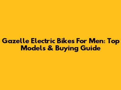 Gazelle Electric Bikes For Men: Top Models & Buying Guide