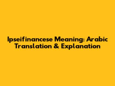 Ipseifinancese Meaning: Arabic Translation & Explanation