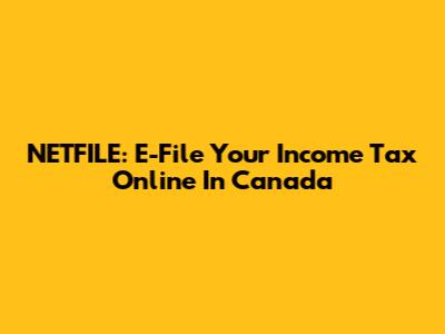 NETFILE: E-File Your Income Tax Online In Canada