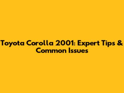 Toyota Corolla 2001: Expert Tips & Common Issues